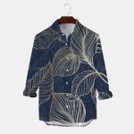 Fashion Trend Men′s Printed Hawaiian Resort Long-Sleeved Men′s Shirt.