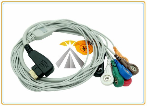 DMS 300 3A 5 / 7 Leads Holter Ecg Lead Wires Snap AHA IEC TPU Material 19 Pin