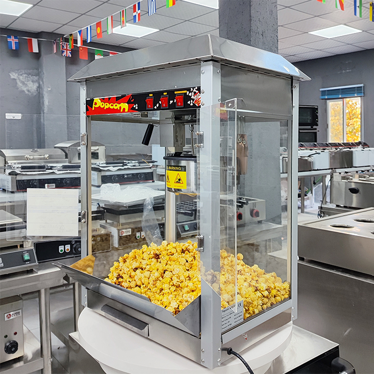 220-240V/50-60Hz Commercial Caramel Popcorn Machine with Butter Melting Capability