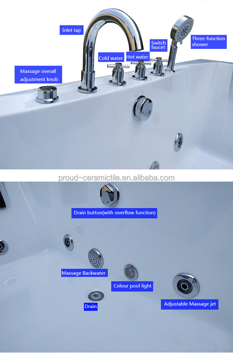 Two Person Spa Bathtub Corner Acrylic Jacuzzi Tub 1700x600mm 2 Sided Skirt Corner