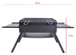 Black Chromed Steel Charcoal Camping Barbecue Grill Mini Foldable 86X33.5X43cm