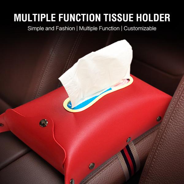 Buy cheap Red Debossed 100mm Car Tissue Box Holder Using Suede Leather from wholesalers
