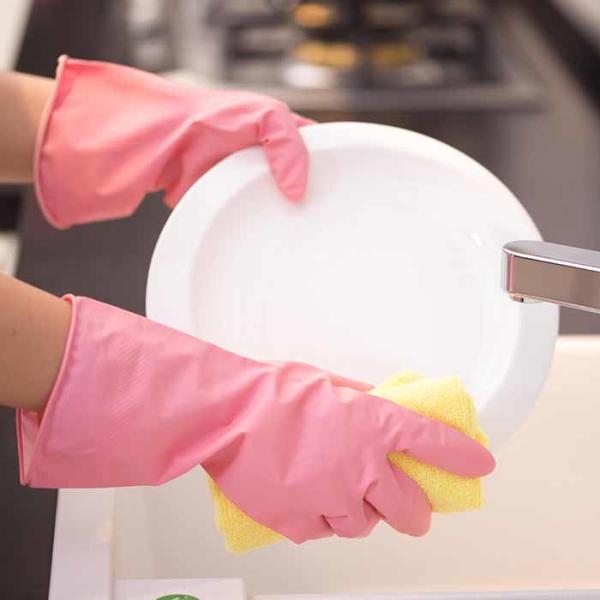 Buy cheap Pink Flock Lined Multi Purpose L50g Latex Cleaning Gloves from wholesalers