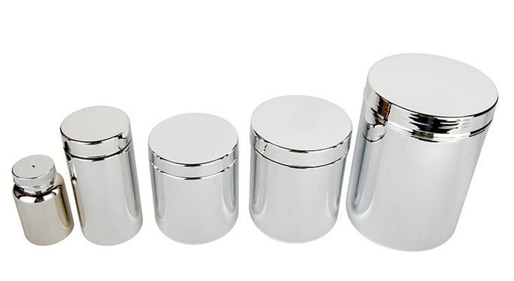 Customized Sports Nutrition Packaging Food Grade Plastic Material Silver Metalized Protein Powder Canister
