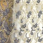 Multicolor 3D Applique Fabric Beaded Embroidery Lace For Evening Dress
