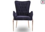 Leather Arm Hotel Room Chairs With Button Decorative / Stainless Steel Legs