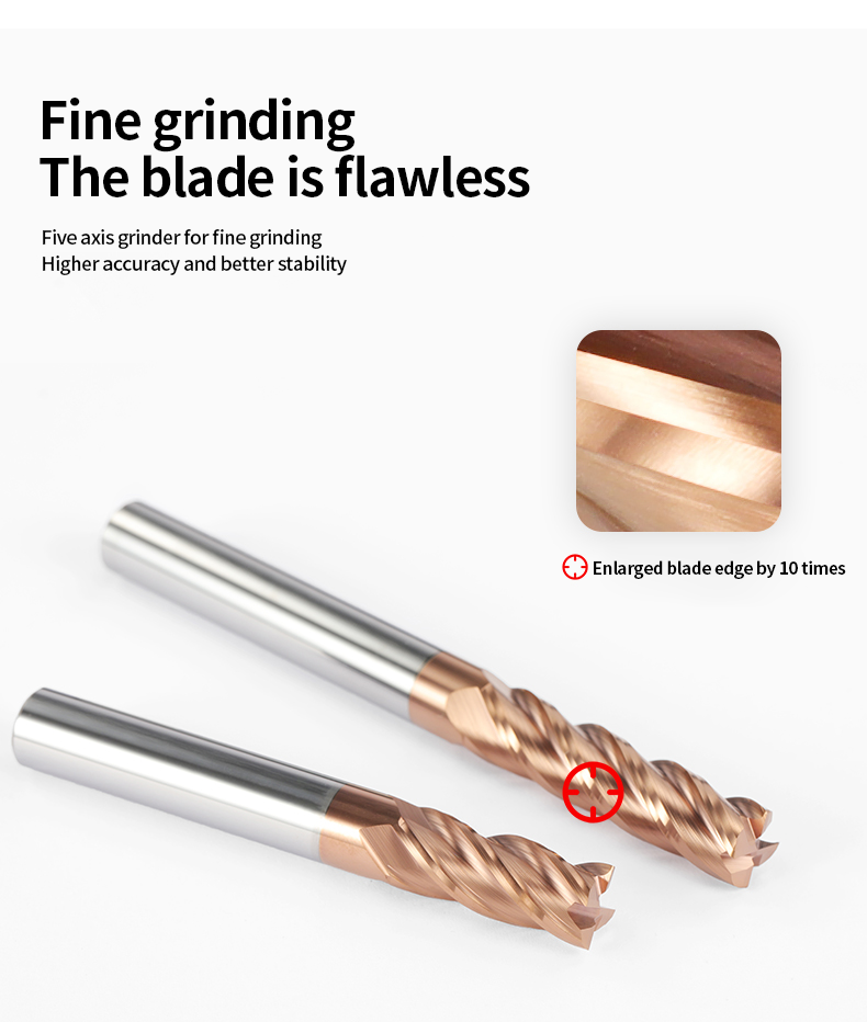 High Temperature Tungsten Carbide 4F Carbide End Mills Cutting for Metal Hrc55 CNC Tools Router Bits Spiral Flute Milling Cutter