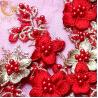 Buy cheap Red Gold Beautiful Applique 3D Embroidery Lace Fabric For Evening Dress from wholesalers