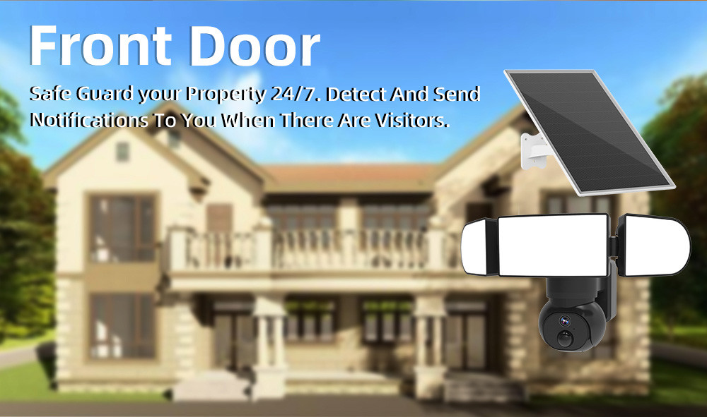 12w Max Working Power Google Home Alexa Camera Outdoor Solar Powered Surveillance Solar Light Camera