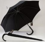 Black Men's Walking Stick Umbrella , Large Black Umbrella Wooden Handle 14 Ribs