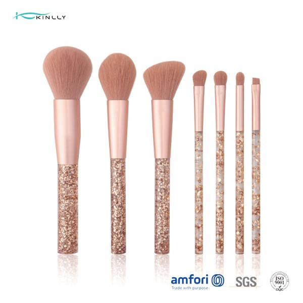 Buy cheap 150mm 7pcs Gold Glitters Pigment Plastic Makeup Brushes from wholesalers