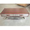 Buy cheap Stainless Steel Frame Side Coffee Table Top Genuine Leather Italian Style from wholesalers