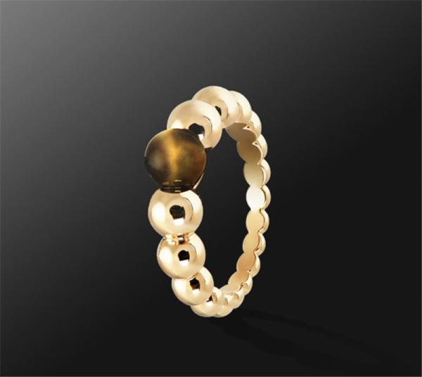 Buy cheap Women'S Engagement Yellow 18K Gold Ring Round Shape With Tiger'S Eye Stone from wholesalers