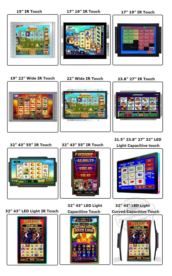 23.8 Inch Pot Capacitive Touch Screen Game Monitor With Led Light Touch Screen Colorful Led Light USB/RS232 Touch Input
