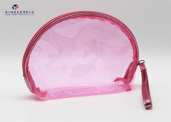Buy cheap Semicircular Shape Soft PVC Bags Transparent Clear Pink Color Size 17X5.8X13cm from wholesalers