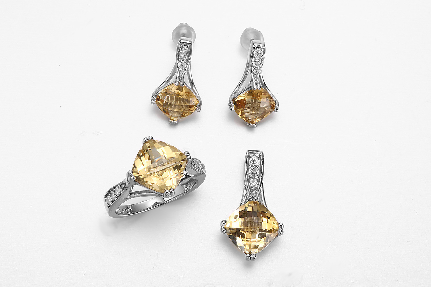 Casual Party Rings With Natural Citrine AAA Grade Cubic Zirconia