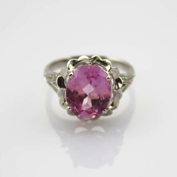 Buy cheap Women Jewelry 9mmx11mm Oval Pink Cubic Zirconia 925 Silver Ring (R186) from wholesalers