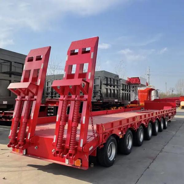 Buy cheap 100Ton 40’ Lowbed Semi Trailer Transport Flatbed Container Gooseneck Excavator from wholesalers