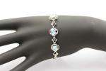 925 Silver 5x7mm Created Blue Topaz Cubic Zircon Link Tennis Bracelet (H11)