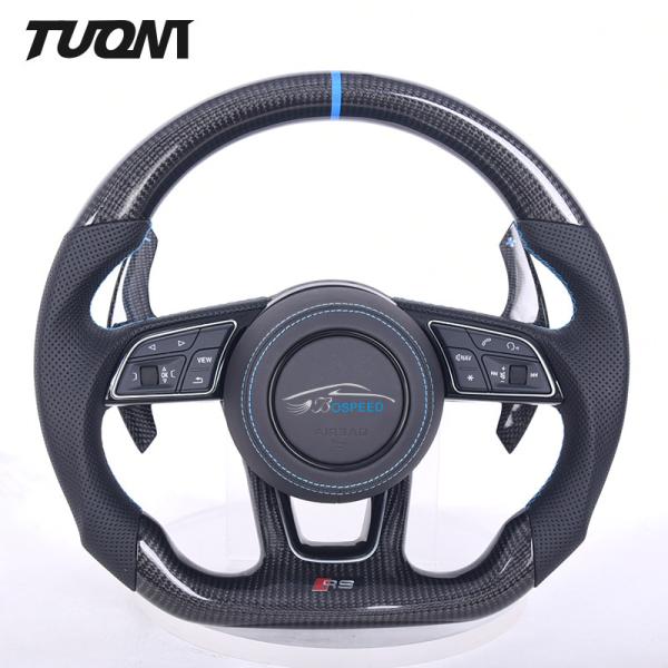 Buy cheap Black Perforated Leather Carbon Fiber Steering Wheel Audi RS3 S3 A3 A4 RS4 from wholesalers