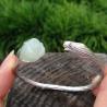 Buy cheap Handcraft Sterling Silver Cuff Bracelet with Sculpted Natural Jade Gardenias Silver Bangle (B6032401GREEN) from wholesalers