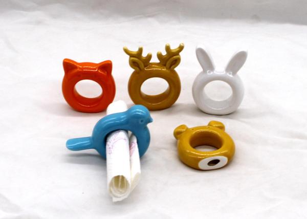 Adorable Ceramic Napkin Holder Animal Design Napkin Ring Dolomite Colors