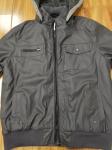 Quilted Padded Leather Motorcycle Jacket Black Brown Hooded Collar