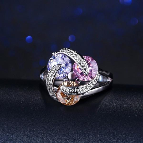 Buy cheap Luxury Female Big Crystal Round Engagement Ring Cute 925 Silver Zircon Stone Ring Vintage Wedding Rings For Women from wholesalers