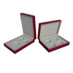 Square Two Piece Cardboard Box Vintage Style Red Coin Box With Cream Inner