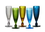 Solid Colored 20cm Lead Free Champagne Glasses 170ml Embossed Flute Glasses