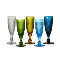 Buy cheap Solid Colored 20cm Lead Free Champagne Glasses 170ml Embossed Flute Glasses product