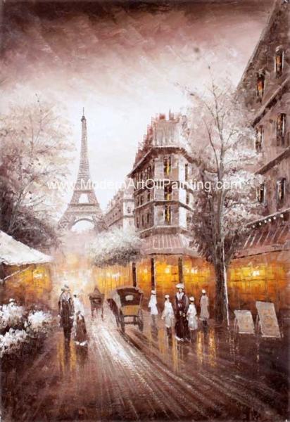 Buy cheap Street Scenery Paris Oil Painting Hotel Knife Oil Painting On Canvas from wholesalers