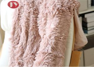 China Pink PV Plush Long Faux Fur Blanket , Luxury super soft shaggy fleece fuzzy plush blanket for sofa ,couch on sale