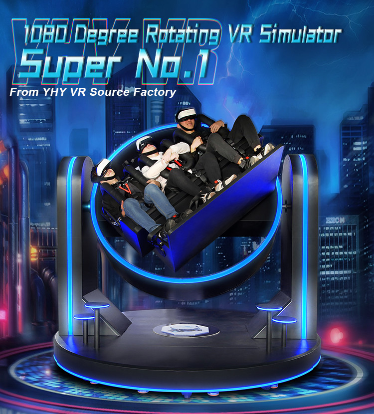 Three Players Full Motion VR Simulator Cockpit Super Rotation Roller Coaster Game