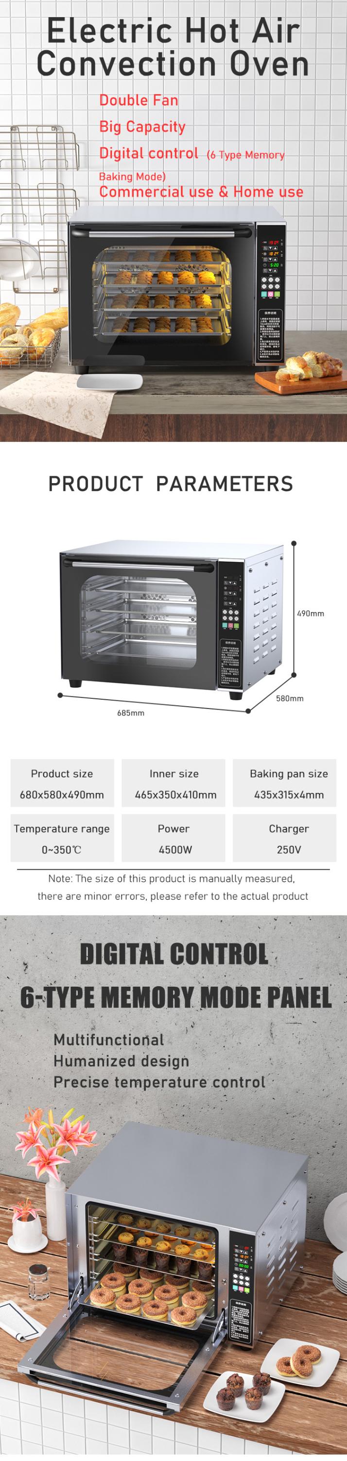 Baking with Electric Hot Air Convection Bread Oven and Baking Pan Size 435X315X4mm