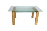 Buy cheap Solid Wood Frame 2 Layer 10mm Tempered Glass Top Dining Table from wholesalers