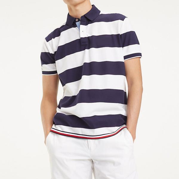 Buy cheap High Collar Stripped Golf Polo Shirt for Men Customised Logo Cotton Material from wholesalers