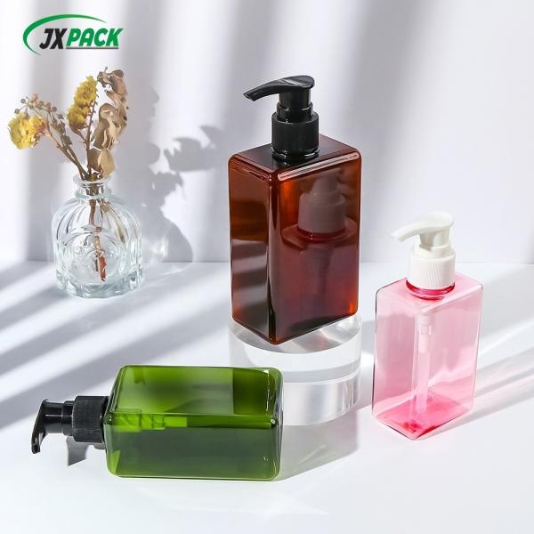 280ML Transparent Shampoo Bottle Square Flat Plastic Lotion Spray Bottle Screen