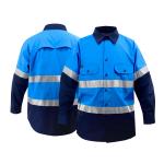 Custom Royal Blue Hi Vis Safety Men Shirt Reflective Road Safety Mining Shirts