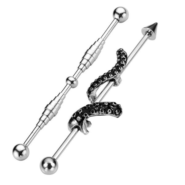 Buy cheap 14G Stainless Steel Screw & Twist Snake Long Industrial Barbell Cartilage Ear Piercings Jewelry 58mm from wholesalers
