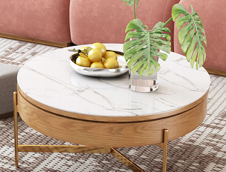 Minimalist Round Marble Coffee Table With Storage Revolving Marble Storage Coffee Table