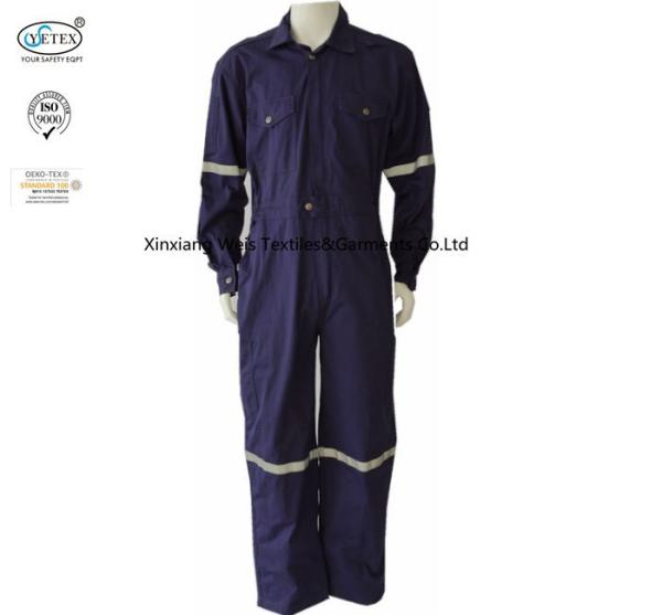 Buy cheap Cotton Dark Purple Fire Resistant Coveralls With Reflective Tape Safety Clothing from wholesalers