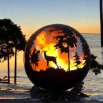 Round Steel Outdoor Fire Pit Ball Depth 60cm 80cm 100cm Custom