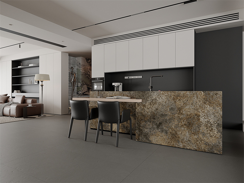 Yellow Matt Indoor Wall 1600x3200mm Sintered Stone Slab For Bathroom Background