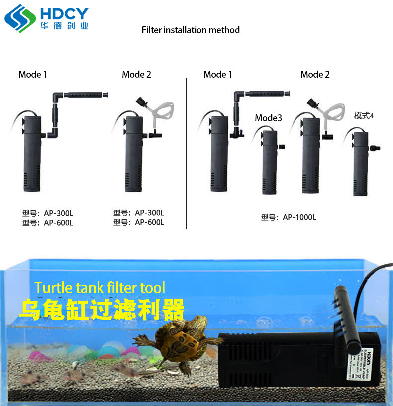 Water Treatment Aquarium Filter Submersible Built-In Filter for Small 3W Waterfall Shower