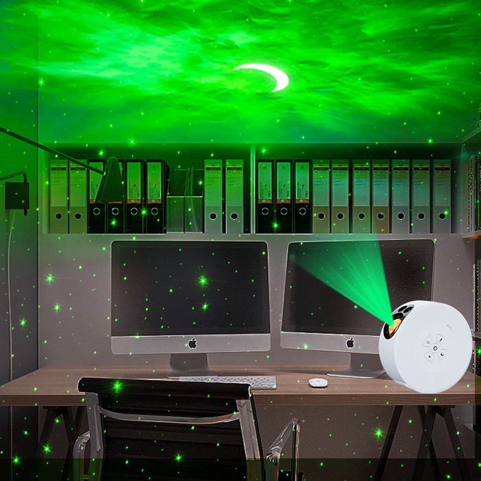 Multiscene RGB Star Moon Night Light , Voice Control Moon Nebula Lamp Projector