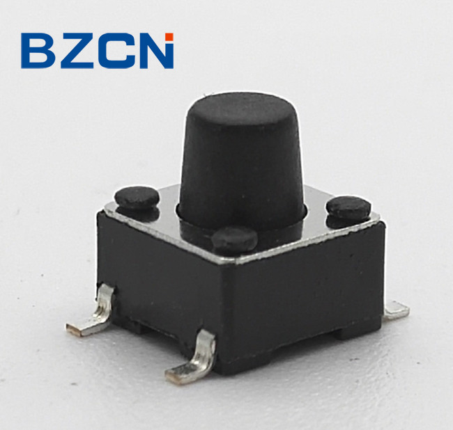 6.0 X 6.0 Mm Surface Mount Tactile Switch Reflow Solderable 4 Pin Terminal