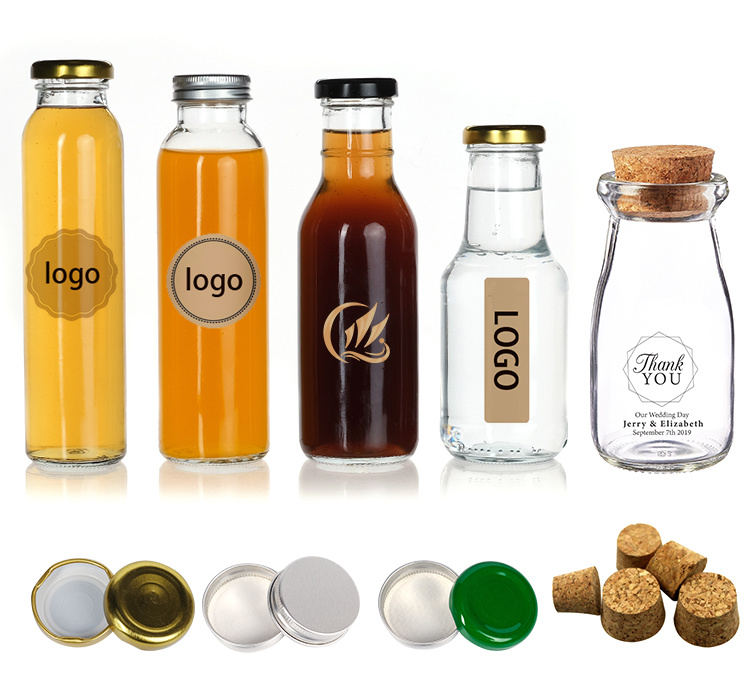 Hot Sale 300ml 350ml Transparent Soft Drink Glass Bottle with Metal Lid