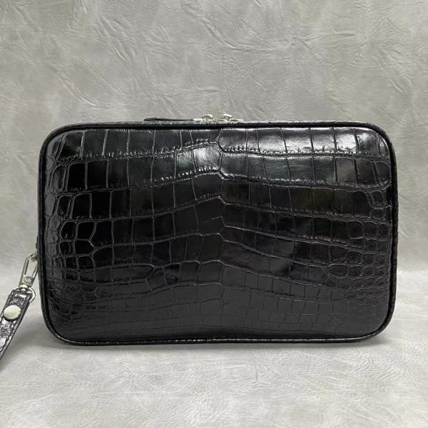 Authentic Real Crocodile Belly Skin Zipper Closure Male Clutch Purse Genuine