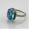Buy cheap White Gold Plated 925 Silver Ring with Oval Blue Topaz Cubic Zircon (R265) from wholesalers
